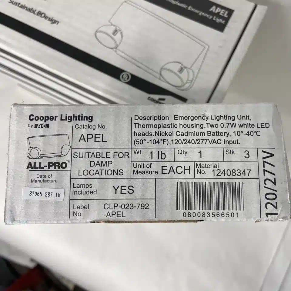 EATON | LÁMPARA LED DE EMERGENCIA, 2 CABEZALES, APEL COOPER LIGHTING — imagen 2