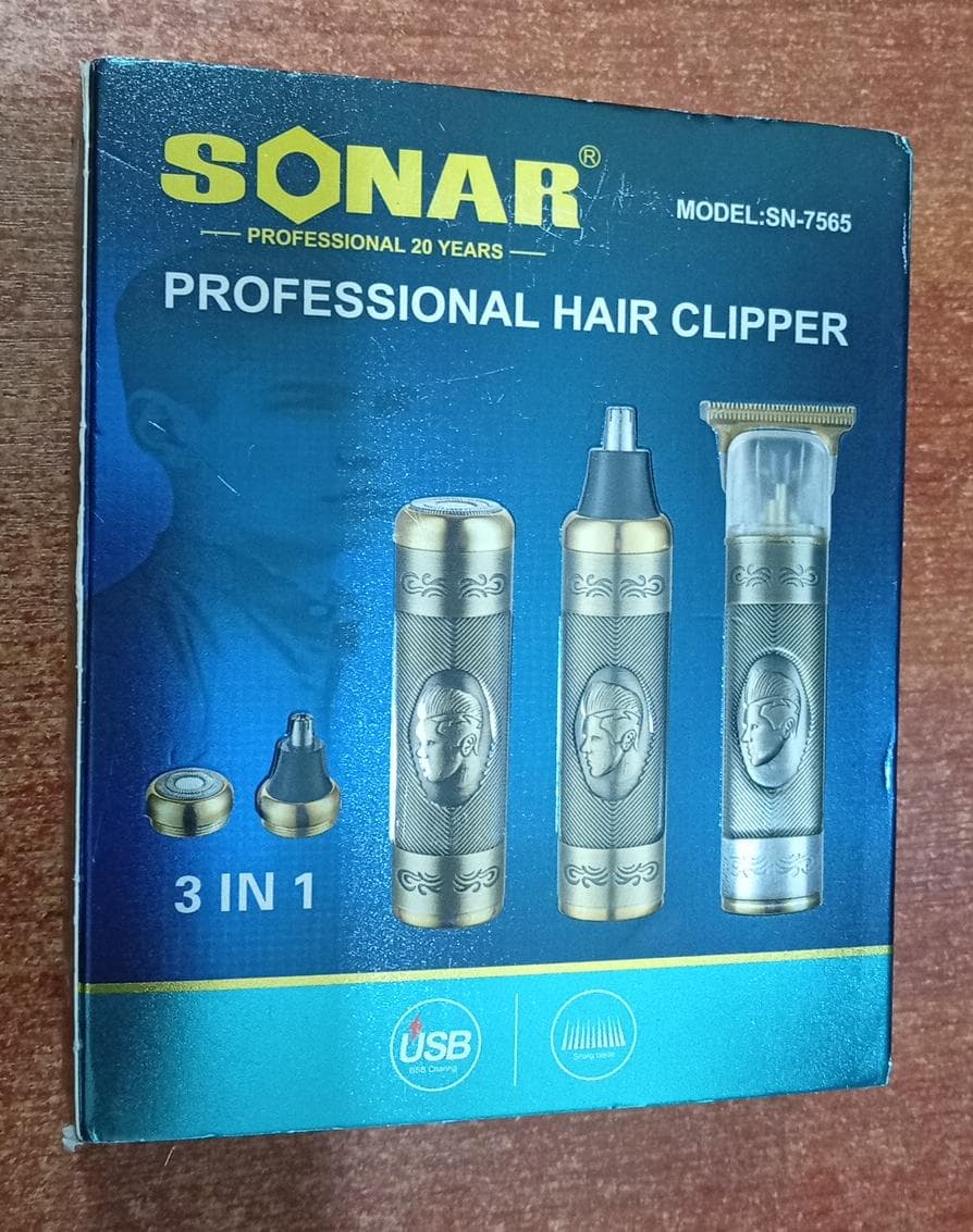 Máquina Cortadora de Cabello SONAR SN-7565 3 en 1 Recargable USB Profesional — imagen 1