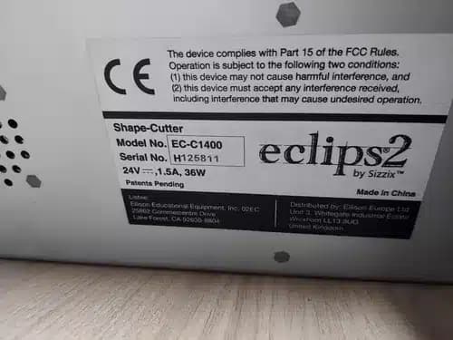 Máquina Cortadora | Shape-cutter | Ec-c1400 | SN: H126070 | eclips2 | 24V 1.5A 36W | Invisible Shield | (Usado) — imagen 4