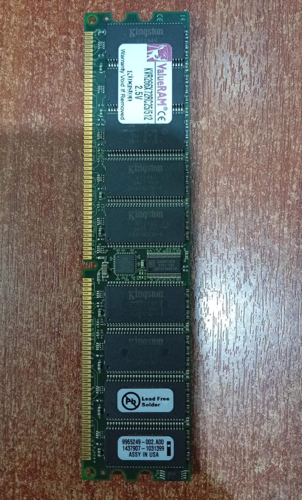Memoria RAM Kingston 512 MB DDR266 ECC Registered 2.5 V DIMM – Seminueva — imagen 1
