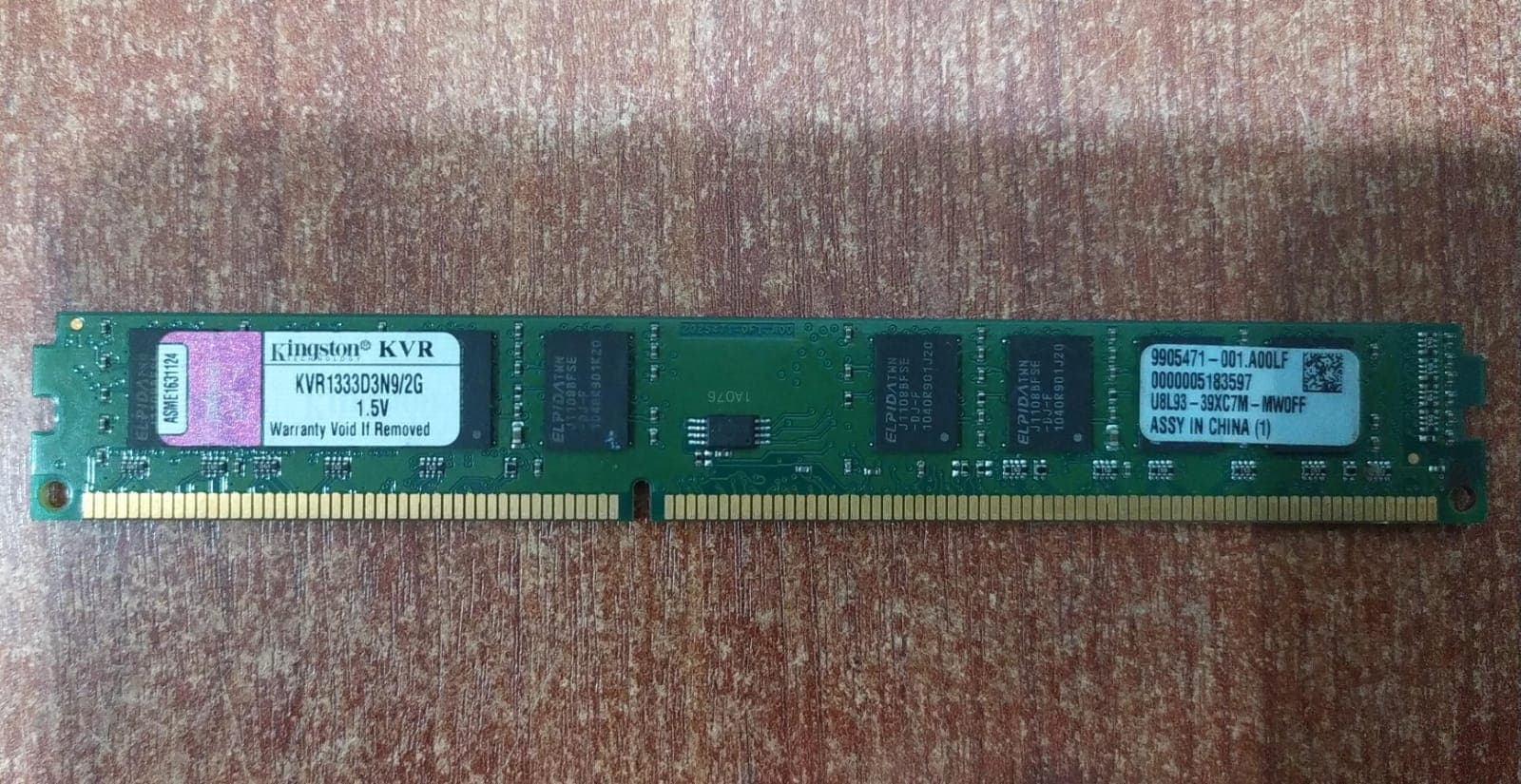 Memoria RAM Kingston KVR1333D3N9/2G 2 GB DDR3 1333 MT/s 1.5 V – PC/Desk — imagen 1