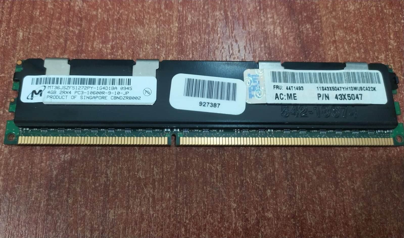 Memoria RAM Micron 4 GB DDR3 PC3‑10600R ECC Registrada MT36JSZF51272PY‑1G4D1BA – Para Servidores — imagen 1
