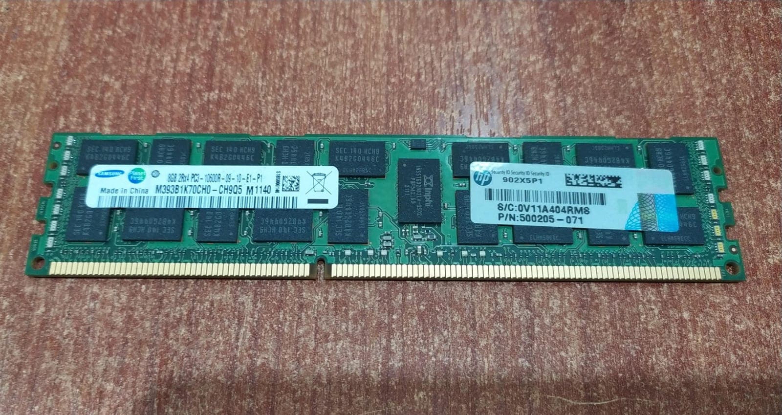 MEMORIA RAM SERVIDOR SAMSUNG M393B1K70CH0‑CH9Q5 8GB DDR3‑1333 PC3‑10600 ECC RDIMM (HP 500205‑071) — imagen 1