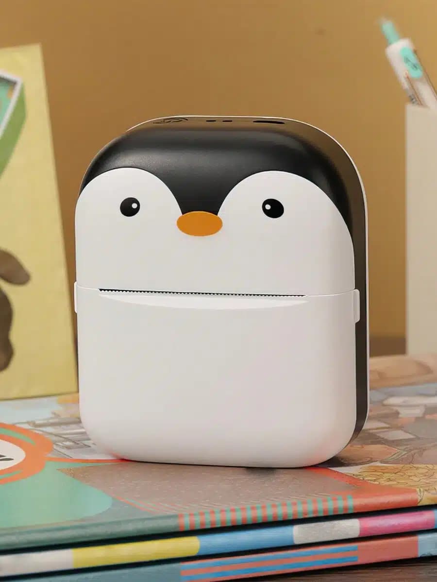 Mini impresora portátil C9 recargable con lindo diseño de pingüino+ rollo de papel térmico — imagen 7