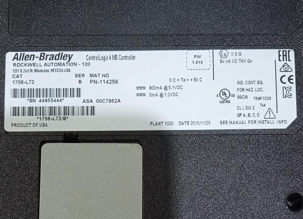 Módulo Allen-Bradley 1756-L72 ControlLogix 4MB | Para Repuestos (Sin Llave de Seguridad) — imagen 4