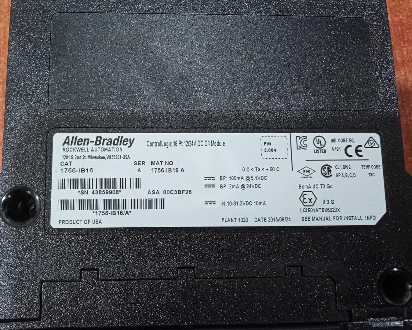 Módulo Entrada Digital Allen-Bradley 1756-IB16 ControlLogix 16 Puntos 12/24V DC Serie A — imagen 3