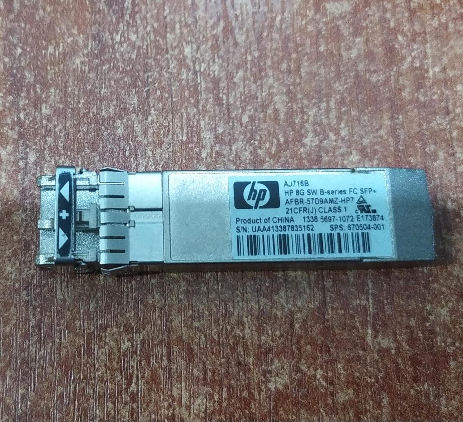 Módulo SFP+ HP AJ716B 8G SW B‑Series FC — 670504‑001 — Seminuevo — imagen 4