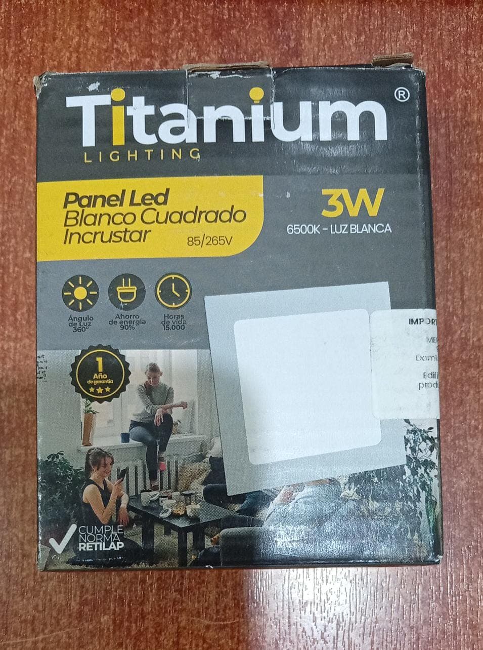 2 Paneles LED Titanium 3W Cuadrado Empotrable – Luz Blanca 6500K (Modelo TTA15) — imagen 2