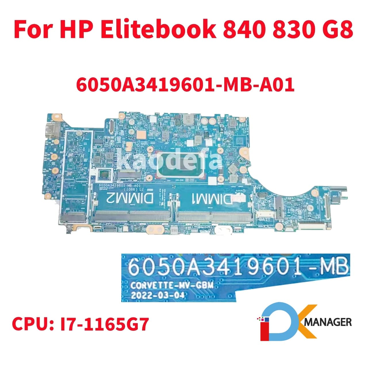 Placa Madre HP CORVETTE 6050A3419601 MB A01 i711th SRK02 HP EliteBook 830 G8 840 G8 — imagen 1