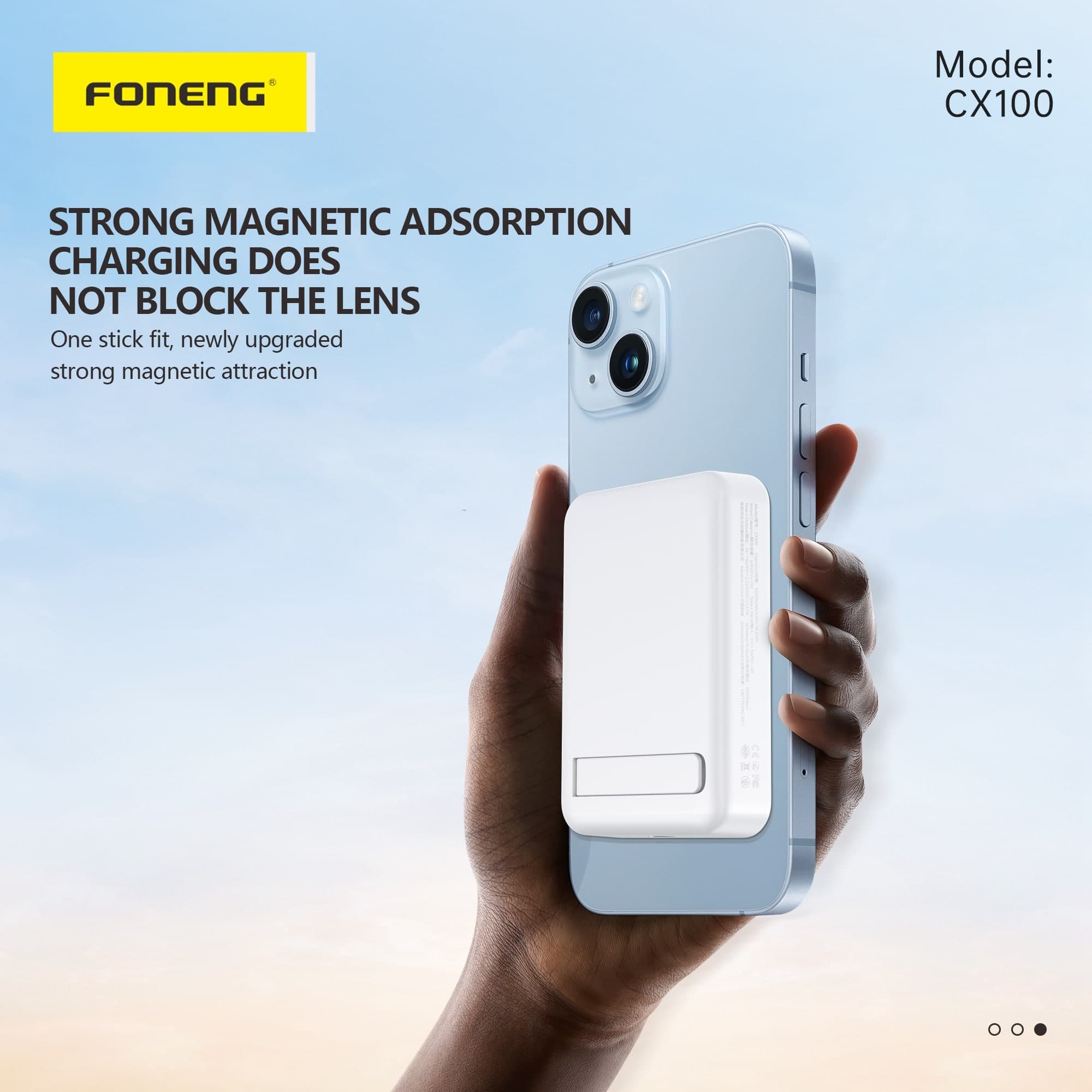 Power Bank Foneng CX100 10000mAh Carga Inalámbrica 15W Magnético Compatible MagSafe — imagen 4