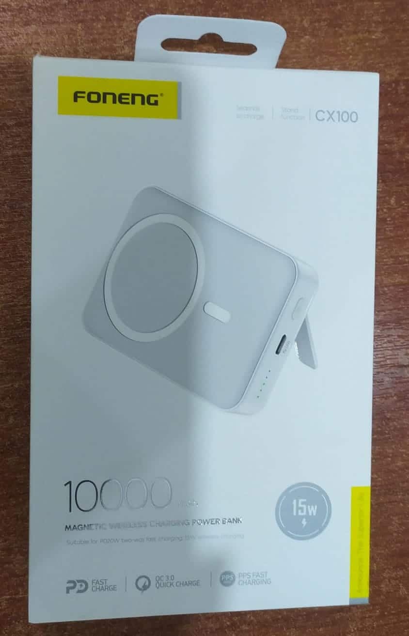 Power Bank Foneng CX100 10000mAh Carga Inalámbrica 15W Magnético Compatible MagSafe — imagen 2