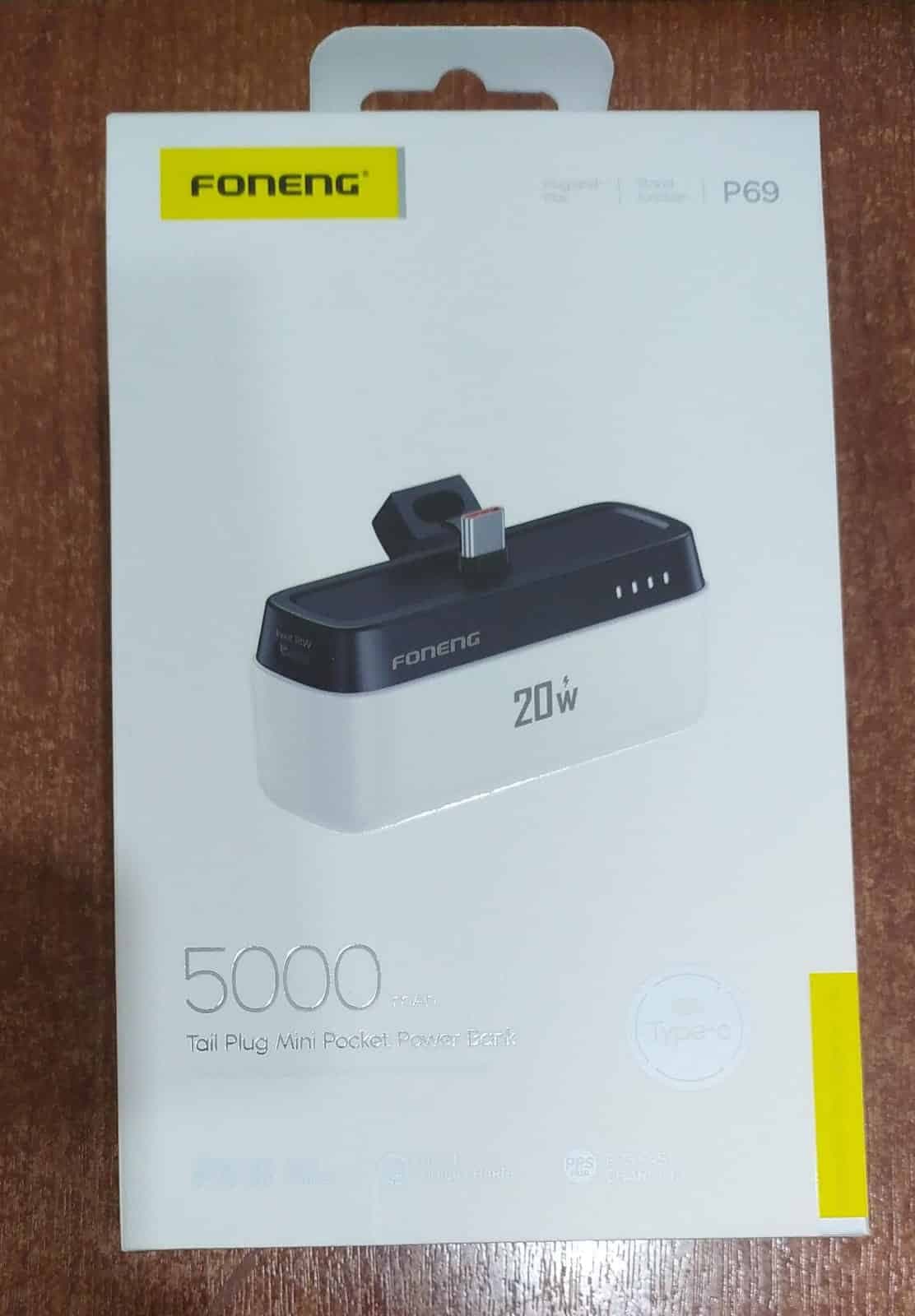 Power Bank FONENG P69 5000 mAh – 20W con conector USB-C integrado (para Android y USB-C) — imagen 3
