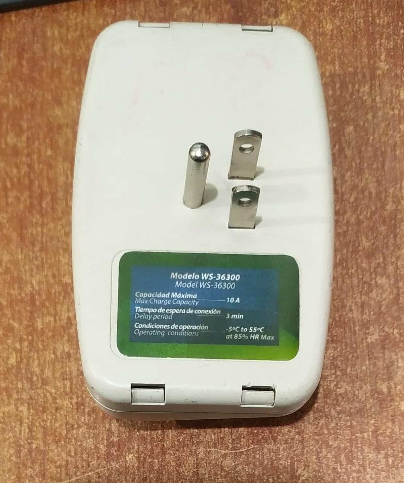 Protector de voltaje / supresor WS‑36300 10 A con retardo 3 min (usado) — imagen 2