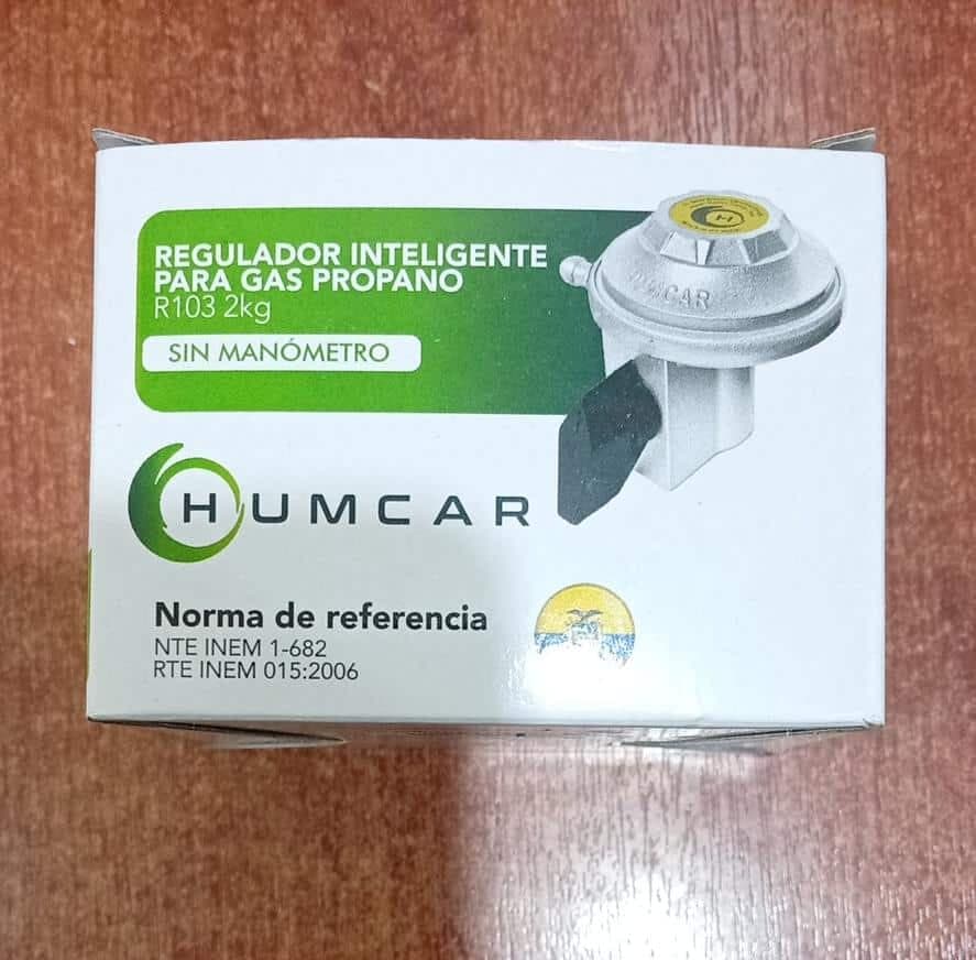 Regulador de Gas Propano HUMCAR R103 2kg 22mm Salida 28mbar Sin Manómetro / Nuevo — imagen 1
