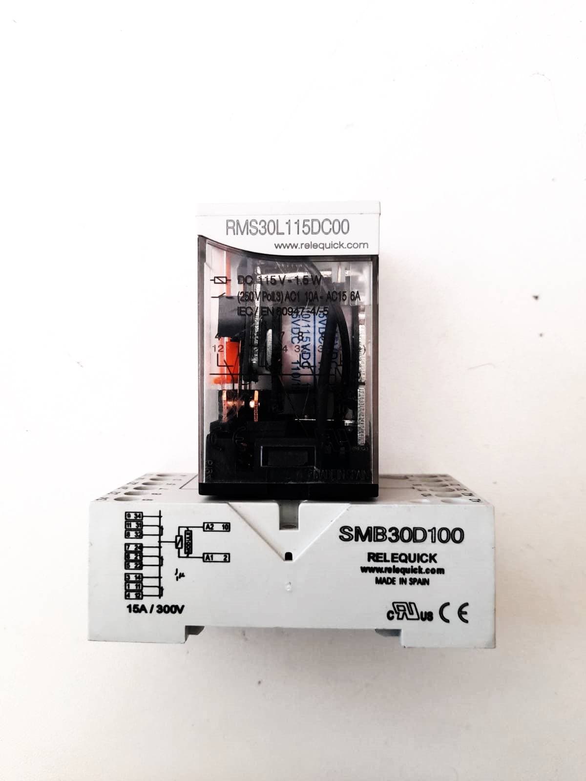 RELAY RELÉ SWITCH EMPOTRABLE 11 PINES RMS30L115DC00 Y BASE SMB30D100 15A 300V — imagen 1