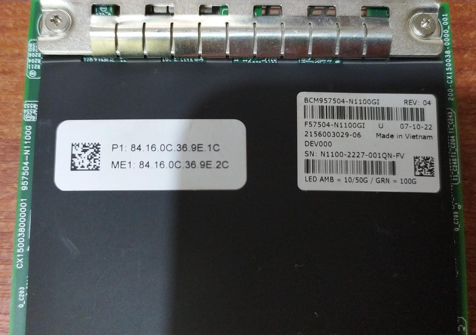 Tarjeta de Red Broadcom BCM957504-N1100GI 100GbE QSFP56 OCP 3.0 PCIe Gen4 (Seminueva) — imagen 5
