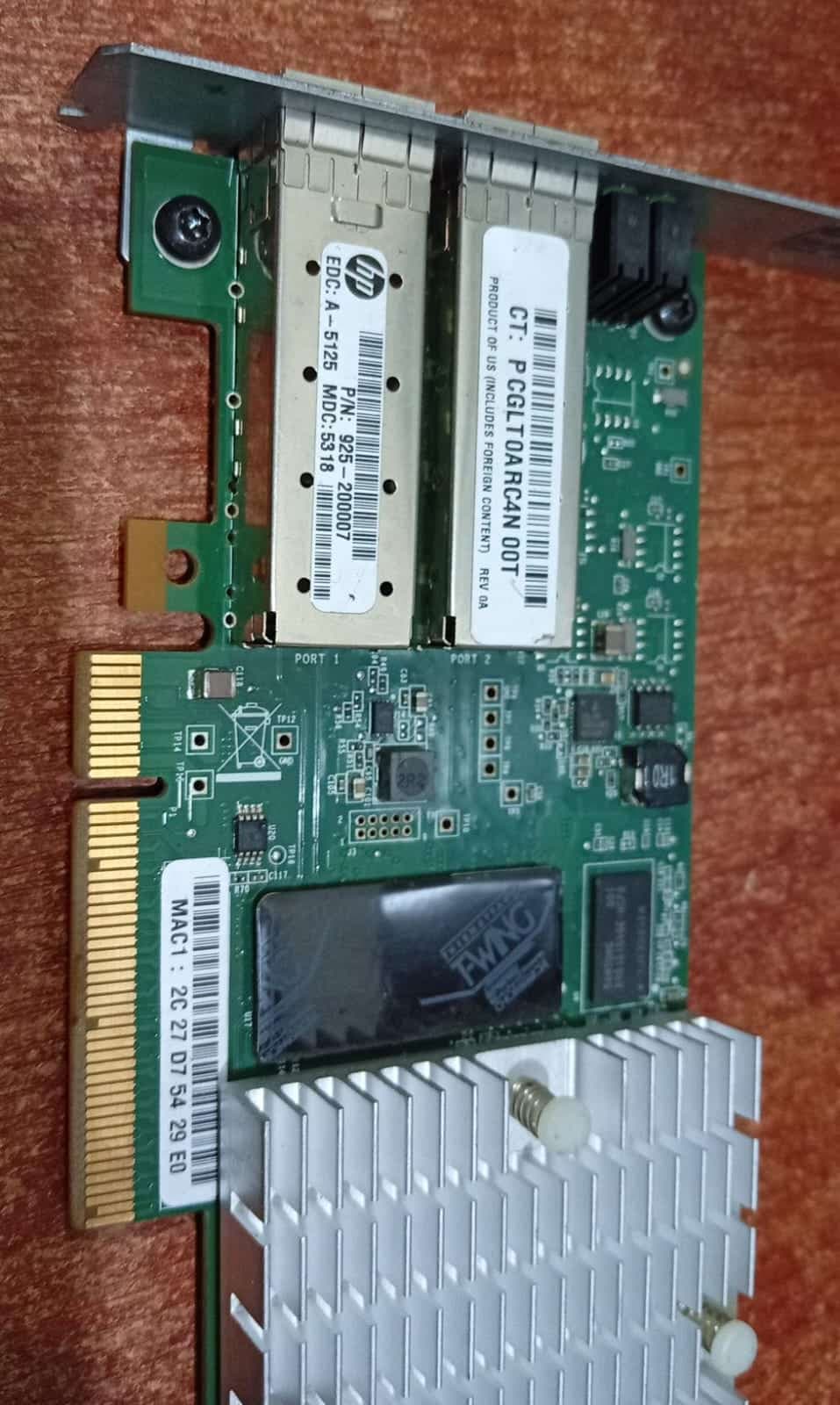 Tarjeta de Red HP 925‑200007 Dual Port 10Gb SFP+ PCIe para Servidores / iSCSI / FCoE — imagen 2